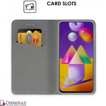 Telone smart magnet serijos atverčiamas dėklas - juodas (Samsung M31S)